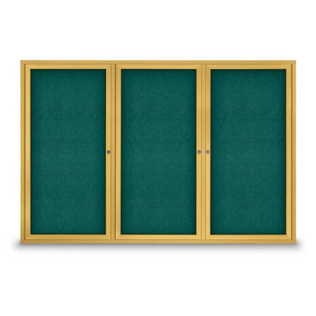 United Visual Products Sliding Door Indoor Enclosed Corkboard, 9 UV9029ACS-SATIN-SURF